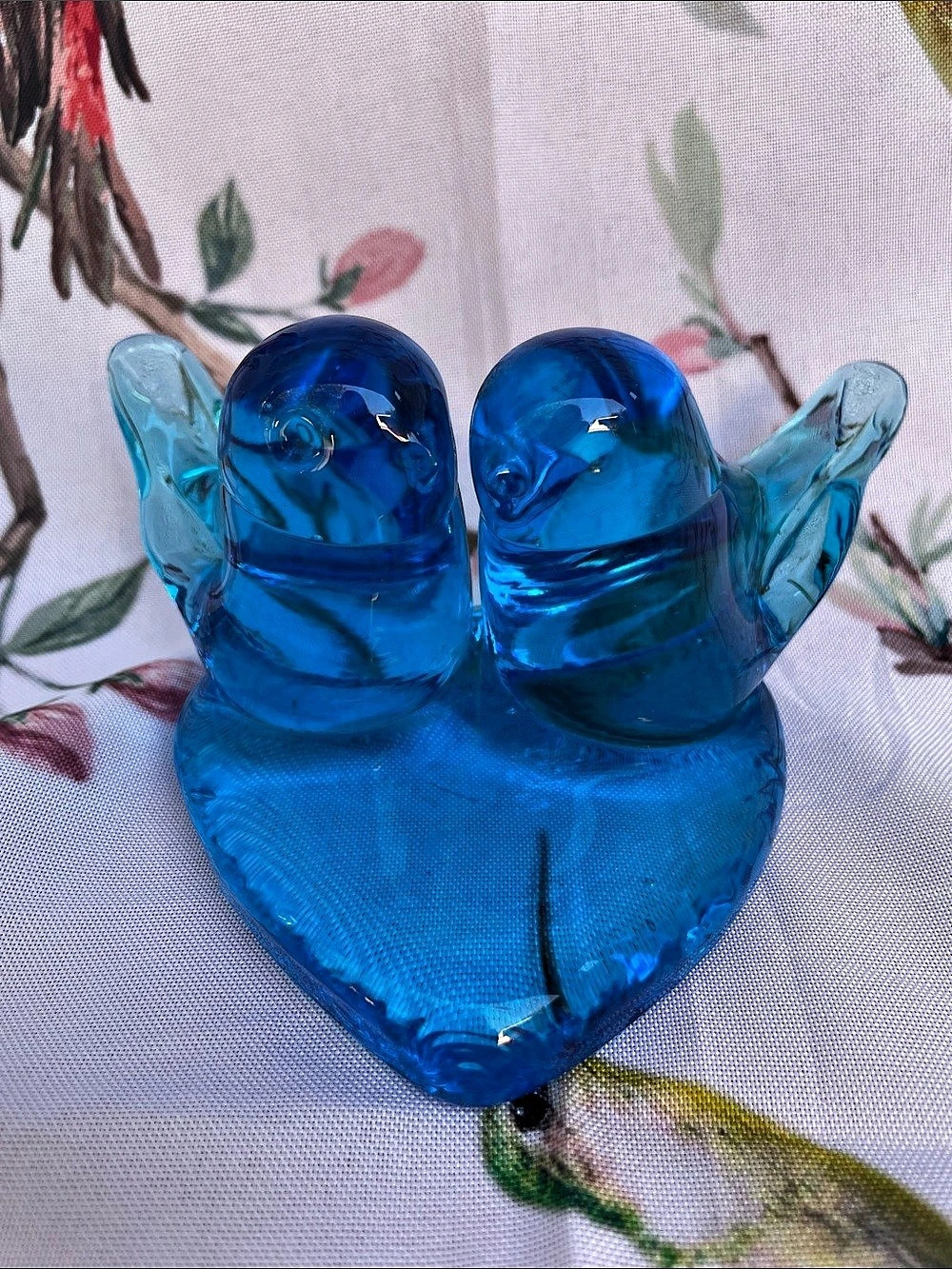 Lenox Blue Love Birds Figurine Blue Glass Sculpture
